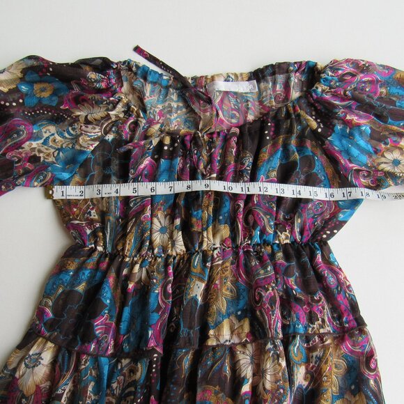 Urban Mango Womens Bohemian Off Shoulder Tie Front Tunic Dress Size L Multicolor - Picture 5 of 7